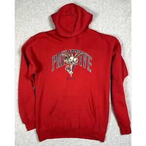 Primitive Archangel Graphic Print Mens Hooded Sweatshirt Red M Streetwear GUC